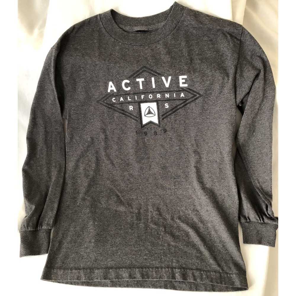 Young Men's Active Ride Shop Long Sleeve- Graphic Gray Shirt- Size Small